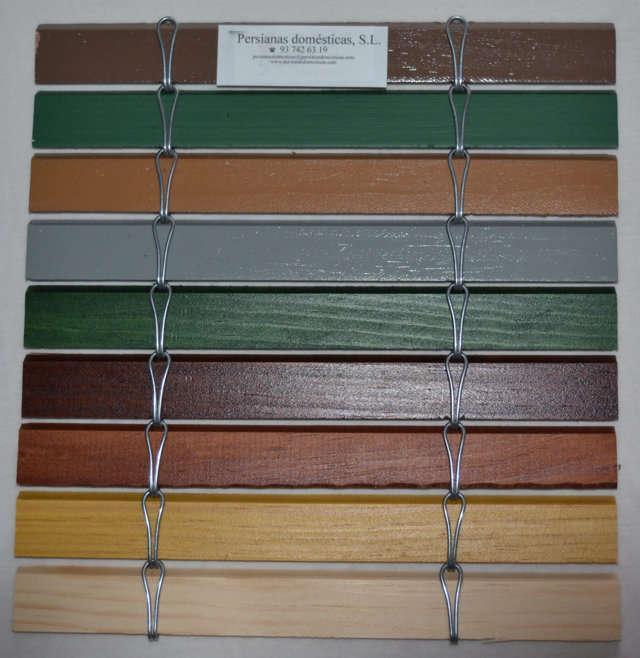 Muestras originales de alicantinas de madera natural Alicantinas de madera carta de colores