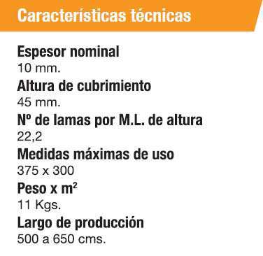 Características técnicas R45 Características técnicas extru. R45